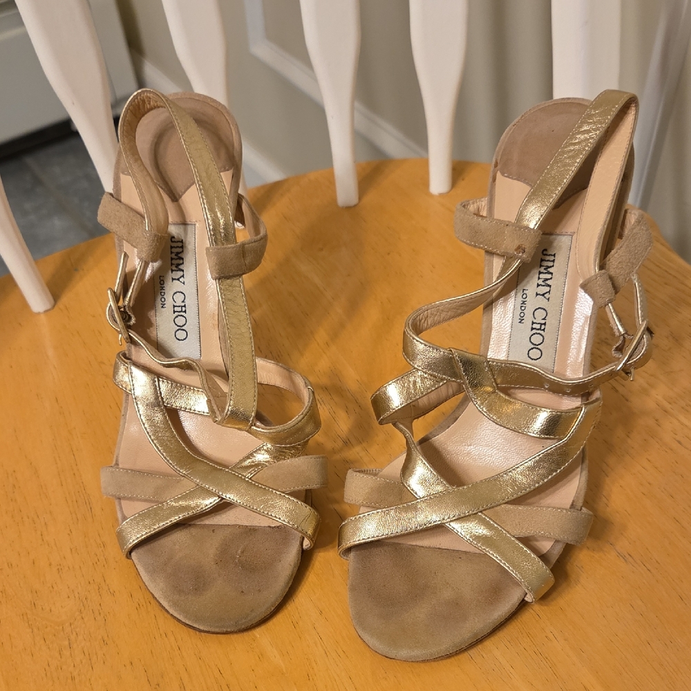 Jimmy Choo Gold High Heel Sandals